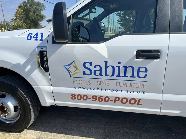 Sabine Pools Vehicle Lettering